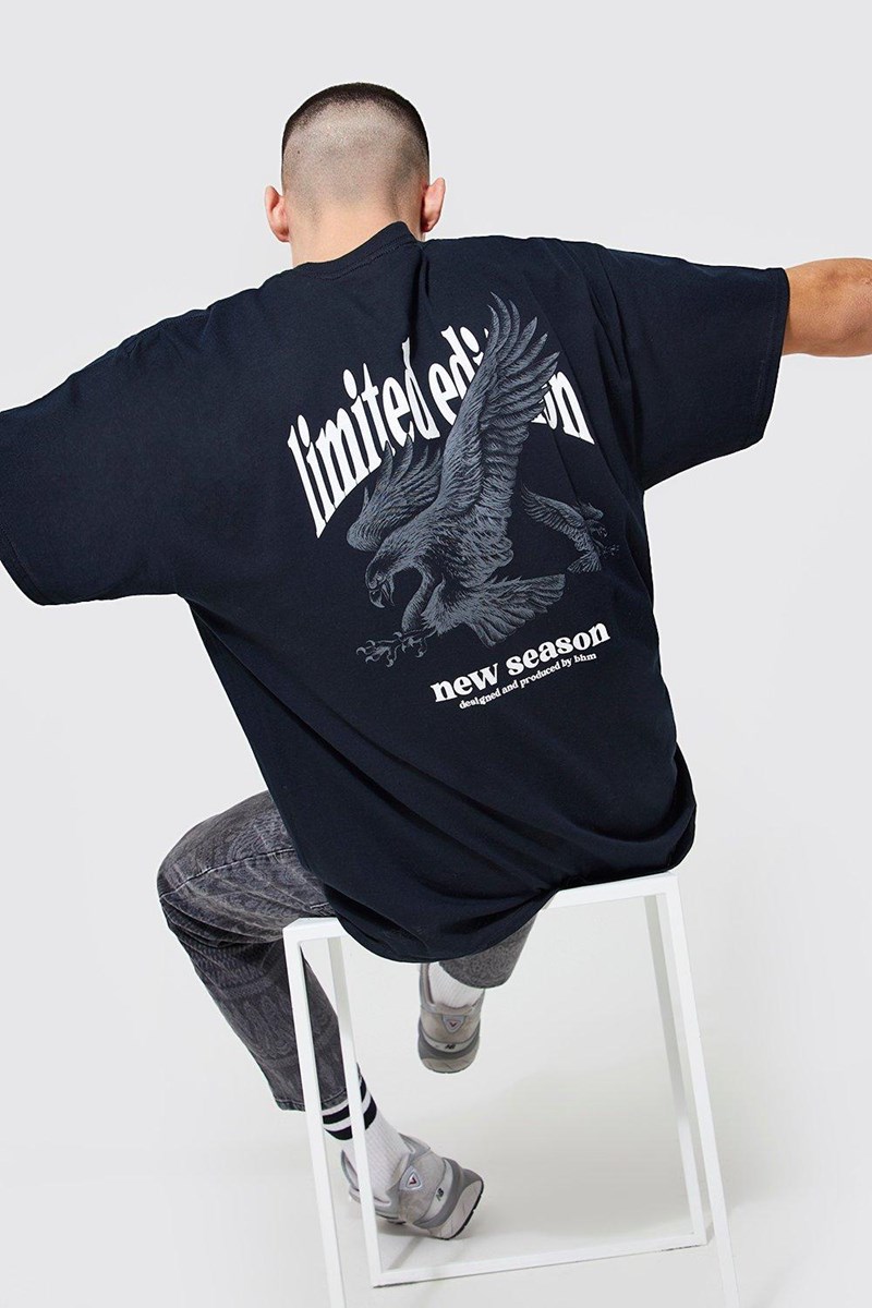 OVERSIZED LIMITED EDITION EAGLE PRINT T-SHIRT - BLACK | Shrits