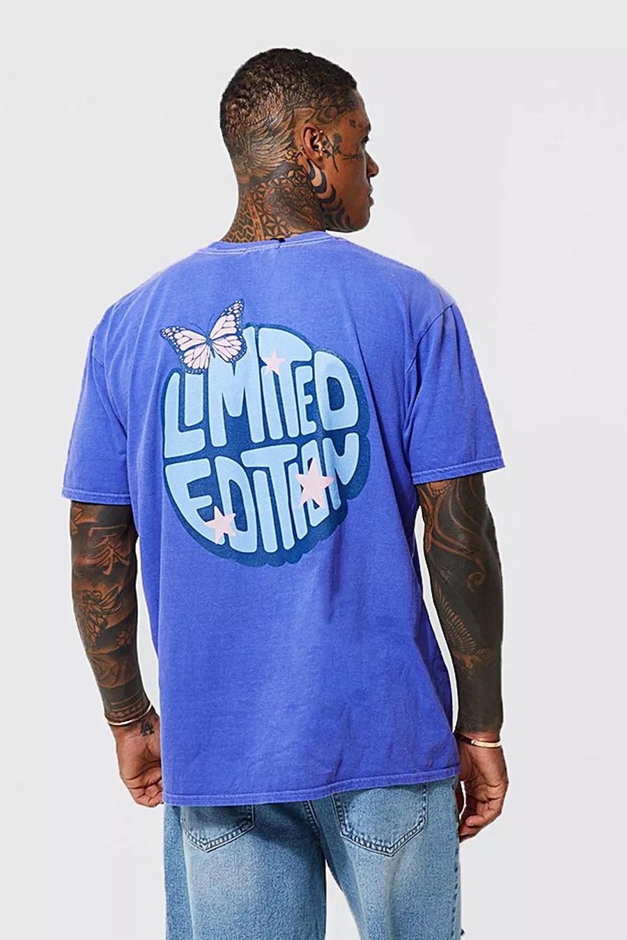 LOOSE FIT LIMITED BACK PRINT OVERDYE T-SHIRT - PURPLE|Shrits